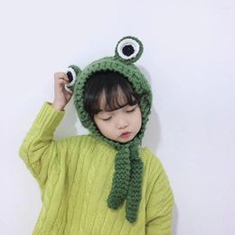 Hats Children's Knitted Sweater Headband Handmade Autumn And Winter Frog Cartoon Girls Baby Kids Fashion