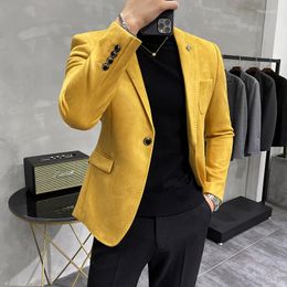 Men's Suits 2022 Men's Suit Jacket Korean Version Slim Handsome Casual Suede Small Wear