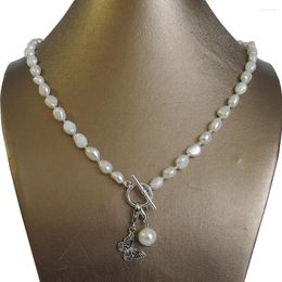 Choker NATURE FRESHWATER PEARL NECKLACE And Bracelet Long Baroque 7-9 Mm Butterfly Heart Pendant