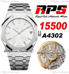 APSF 41mm A4302 Automatic Mens Watch 1550 Ultra Thin Silver Grande Tapisserie Dial Stainless Steel bracelet Super Edition Puretime D4