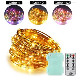 Strings 20M 200 Dual-Color LEDs 6 Battery Copper Wire Multi Colour Changing LED String Lights For Xmas Garland Party Remote