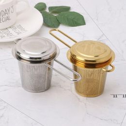 Reusable Mesh Tea Infuser Stainless Steel Strainers Loose Leaf Teapot Spice Filter With Lid Cups Kitchen Accessories JNB15976