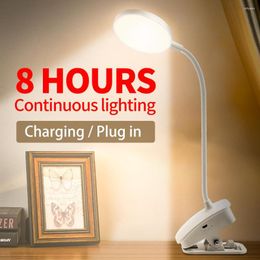 Table Lamps Desk Reading Light Led Lamp USB Portable Lampara Dimmable Desktop Study Rechargeable Clip Bedside Night
