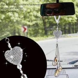 Interior Decorations Car Rearview Mirror Pendant Rhinestone Decoration Crystal Ball Diamond Decorative Suspension Hanging Ornaments