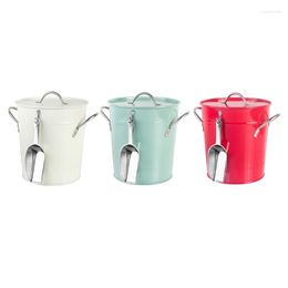 Storage Bottles Ice Bucket Metal Pail With Lid Scoop For Cube