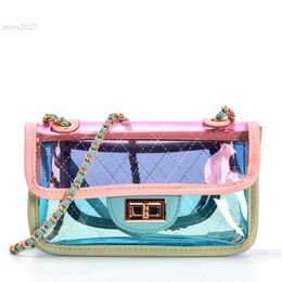 Transparent Flap Bags Luxury Brand Designer Chain Ladies Composite Shoulder Bags Diamond Lattice Clear Jelly Female Handbag