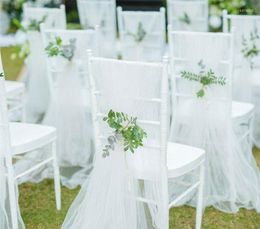 Chair Covers Fashion Romantic Solid Mesh Organza Sashes Cover Sash Wedding Party Festive Banquet Decor