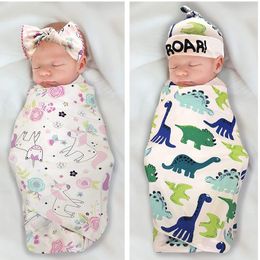 Infant Baby Cotton Swaddle Wrap Blanket Wraps Blankets Nursery Bedding Babies Wrapped Cloth With Headband or Hat 3pcs/set