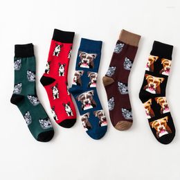 Men's Socks Unisex Adult Crew Cotton Flat Face Pugs Puppy Good Dogs OFFICIAL Original Design 2022 Skateboard Street Fashion Doggy Sox