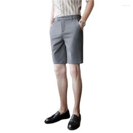 Men's Shorts Men's 2022Summer British Self-cultivation Solid Color Trousers Sportsmen Ribbon Decoration Five-point Pants Casual