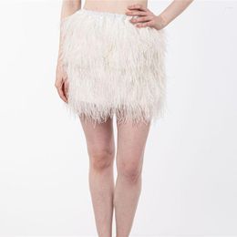 Skirts Real Ostrich Fur Feather Skirt Furry Fluffy 2022 Fashion Casual Sexy Luxurious