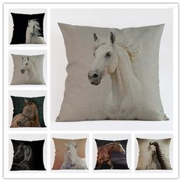 Pillow Animal Horse Pattern Print Cover Decorative Pillowcase Chair Seat Square Car Home Living Textile