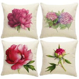 Pillow Case Floral Hydrangea Pillowcase Rose Pattern Cushion Cover Friend Gift Easy To Clean Parlour Ornament