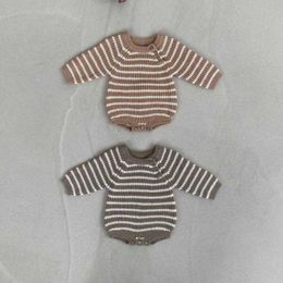 Rompers Baby Autumn Fashion Knitting Striped Long Sleeves Bodysuit Toddler Simple Sweater Jumpsuit Kid Boys Comfortable Outfits J220922