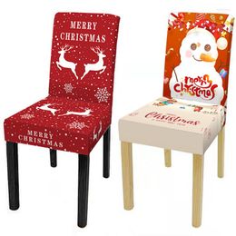 Chair Covers Christmas Spandex Cover Elastic Removable For Wedding Banquet Living Room Dining Table Seat Decor