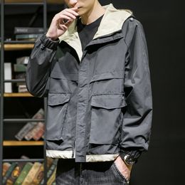 Hooded Jacket Men Fashion Clothing Harajuku High Street Japan Style Casual Windbreaker Jackets Lightweight Jacket