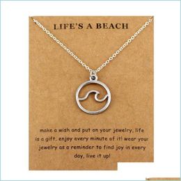 Pendant Necklaces Pendant Necklaces Ocean Waves Beach Necklace Nautical Surfing Pendants Women Men Jewellery Lovers Party Gift Drop Del Dho3W