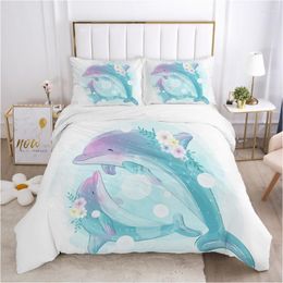 Bedding Sets Cartoon Children's Set For Kids Baby Boy Girls Duvet Cover Pillow Case Bed Linens Quilt 140x200 Car Dolphin