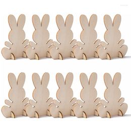 Party Decoration 10pcs Easter Wooden Ornaments DIY Crafts Kids Toy Gift Happy 2022 Home Desktop Decorations