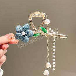 Elegant Flower Hair Clip Hanfu For Women Girl Tassel Ponytail Clips Fashion Handmade Hair Accessories Ornament