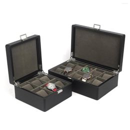 Watch Boxes 3/10 Grids Carbon Fibre Pattern Jewellery Storage Display Packaging Box Black For Men Women