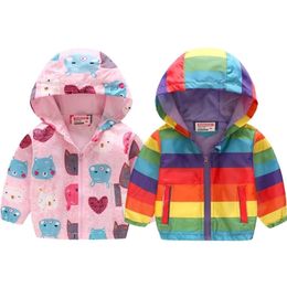 Jackets Rainbow Coats for Girls Full Sleeve Wind Outwear Spring Autumn Toddler Girls Clothing Animal Cartoon Jackets Childrens Coat 2201006