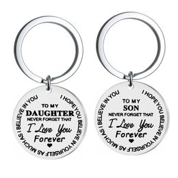 TO MY SON/DAUGHTER Keyring Key Chains Stainless Steel Keychain Fashion Jewellery Accessories Creative Gift