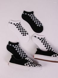 Men's Socks Summer Classic Black And White Checkered Low Top Skateboard SOCK INS Street Trend Women Ankle