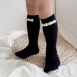 Socks Children s socks autumn princess Korean pearl medium tube spring and combed cotton girls stockings 221006