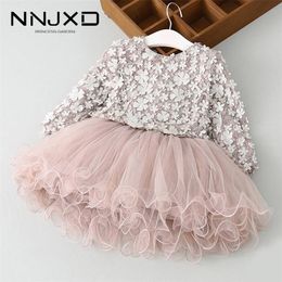 Girls Dresses Girls Autumn Long Sleeve Kids Dresses For Girls Casual Wear Flower Print Princess Dress Party Children Clothing Year Costume 2201006