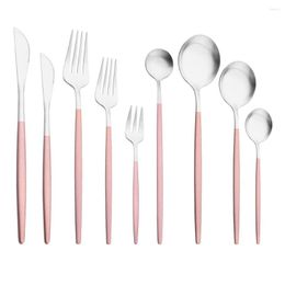 Dinnerware Sets Pink Silver Silverware Cutlery Set Stainless Steel Luxury Flatware Home Fork Spoon Knife Kitchen Dinner Drop Ship