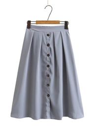 Plus size Dresses Plus Size Women's Clothing Skirt Elastic High Waist And Front Row Of Vertical Buttons Summer Cotton Dress Large Size Color Skirt 221006