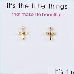 Stud Cross Earrings Alloy Exquisite Gold Sier Colors Stud Womens Charming Card Jewelry Gifts For Girls Drop Delivery 2021 Lulubaby Dhvju