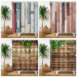 Shower Curtains Country Style Wood Pattern Curtain Bathroom Art Image Waterproof 180x180cm With Hooks Room Decor