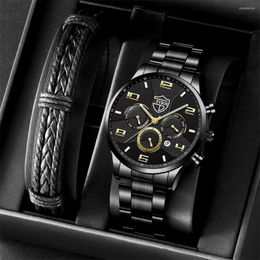 Wristwatches Fashion Watches Mens Stainless Steel Analogue Quartz Watch Men Luxury Business Calendar Date Luminous Bracelet Clock Reloj Hombre