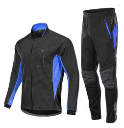 Racing Sets Men's Composite Waterproof Velcrobar Warm Winter Bike Thick Jacket Set Cycling Suit Ride Windproof Storm