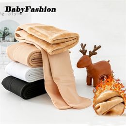 Leggings Tights Kids Leggings for Girls Winter Plush White Bottomed Pantyhose ChildrensThickened Solid Color Baby Warm Pantyhose 212Years 2201006