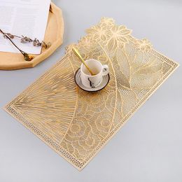 Table Mats 2PCS Dining Heat Insulation Pad PVC Hollow Rectangular Home Anti Slip Tea Cup Coffee Tableware Mat 2023