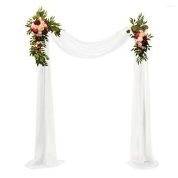 Decorative Flowers 2pcs Wedding Arch Welcome Card Rose Peony Sign Artifical Florets Marriage Party Cornor Flower Row Backdrop Wall Decor