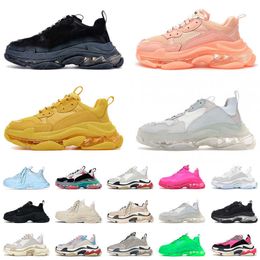 Mens Boots Triple s Designer Running Shoes for Balencigas Clear Sole Neon Pink Blue Black White Sports Sneakers Sail Purple Green Men Women Bongs
