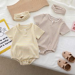 Rompers Infant Boy Fashion Striped Short Sleeve Jumpsuit Simple Comfortable Thin Loose Bodysuit Toddler Girl Summer Clothing J220922