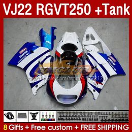 &Tank Fairings For SUZUKI RGVT250 RGV-250 SAPC VJ22 160No.9 RGV250 VJ 22 RGVT-250 90 91 92 93 94 95 96 RGVT RGV 250 CC 1990 1991 1992 1993 1994 1995 1996 Fairing factory blue