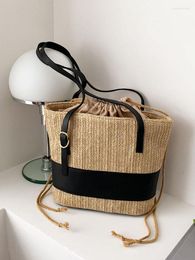 Evening Bags Summer Beach Women's Bag Top Handle Designer Straw Weaving Underarm Shoulder For Women Fashion Casual Handbags 2022 Trend