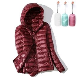 Womens Down Parkas Down Jacket Women Autumn Winter Coat Spring Parkas for Warm Ladies Ultra Light basic Female Portable Hooded Outwear 220930