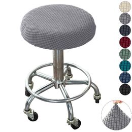 Chair Covers Jacquard Round Cover Spandex Elastic Bar Stool Solid Colour Armless Seat Protector Home Slipcover