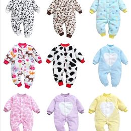 Footies Baby Girl Boy Thick Romper Warm Winter born Infant Baby Leopard Carto Fleece Romper Jumpsuit Soft Pyjamas Clothes est 2201006