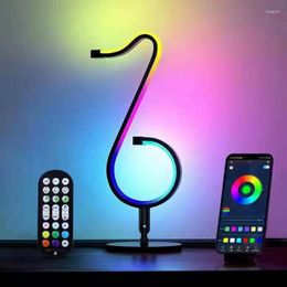 Table Lamps RGB Music Note Light For TV Monitor Desktop Or Wall Mounted Lamp With Remote Control Bluetooth APP DC 5V