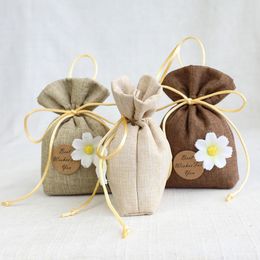 Storage Bags High Quality Cotton Linen Sachet Drawstring Christmas Gift Package Small Pouch Home Organise Sacks