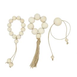 Keepsakes Wooden Bead Napkin Rings Handmade Wood Bead Garland with Tassels Table Dinner Decoration Weddings Party Home Hotel Decor 4pcs 1 lot 2319 E3