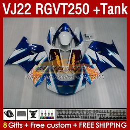 &Tank Fairings For SUZUKI RGVT250 RGV-250 SAPC VJ22 160No.2 RGV250 VJ 22 RGVT-250 90 91 92 93 94 95 96 RGVT RGV 250 CC 1990 1991 1992 1993 1994 1995 1996 Fairing blue white blk